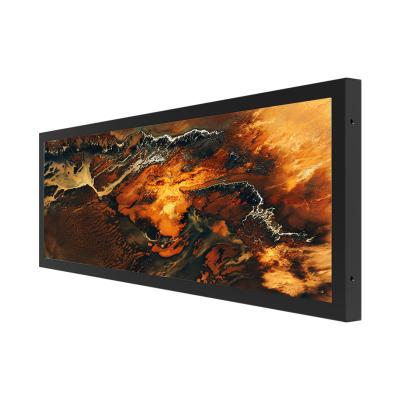 China Original manufacturer non curved custom strip screen stretched wide 25 inch lcd bar stretch screen advertising display for store for sale