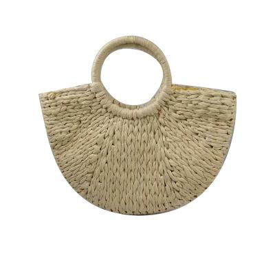 China Factory Summer Beach Bucket PORTABLE Handmade Straw Woven Bag Plain Women Handbag for sale