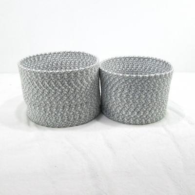 China Round Sustainable Gray Natural Cotton Woven Rope Baskets For Baby Diaper Cover Sheet Storage Gift Baskets Bathroom Changing Storage for sale