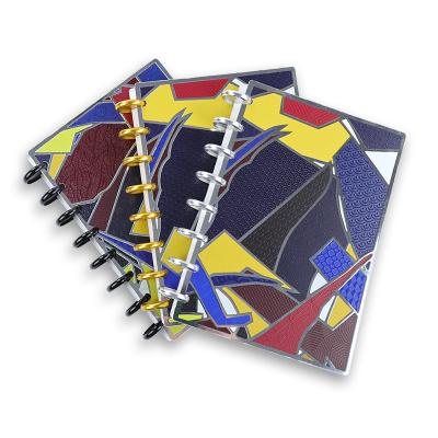 China DIY Disc Limit Rings Notebook Custom UV Printing PVC PP Cover Metal Disc Binding Blank Paper Tied DIY Notebook for sale