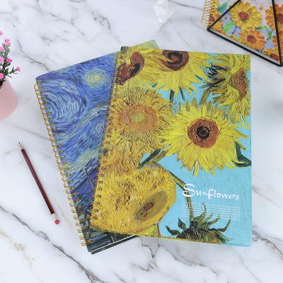 China Cute Printed Logo School Supplies Spirals Drawing Book Van Gogh Sketch Book Custom Made For Students for sale