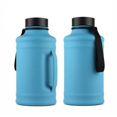 China Durable 2.2L Stainless Steel Gym Drink Single Wall Water Bottle with Large Portable Usful Carry Handle for Outdoor Activities for sale