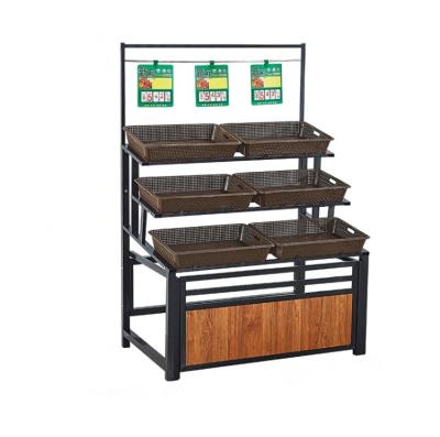 China Free Samples Double Sided Wholesale Supermarket Fruit Rack Free Standing Rack for sale