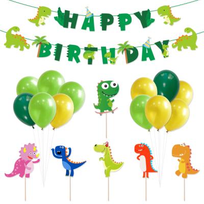 China Wall Decor Dinosaur Birthday Party Supplies Set for Boys Girls Topper Including Happy Birthday Banner, Balloon and Dinosaur Cake Topper for sale