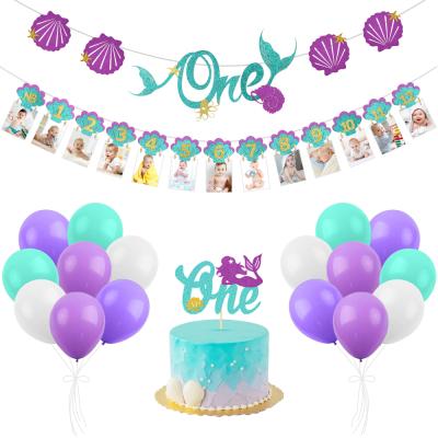 China Wall Decor Mermaid Birthday Party Supplies and Amazing Decorations Kit Birthday Banner, Balloons and Cupcake Girls Gifts for sale