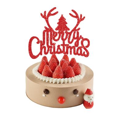 China Multi Colors of Merry Christmas Party Newcomer Wall Decor Cake Toppers Decorations Decorating Cake Topper Christmas Glitter for sale