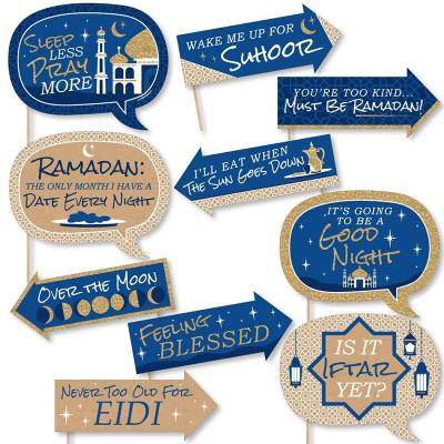 China 10pcs Eid Mubarak Photo Booth Props Ramadan Kareem Theme Party Supplies Photography Backdrop Paper Decorations for sale