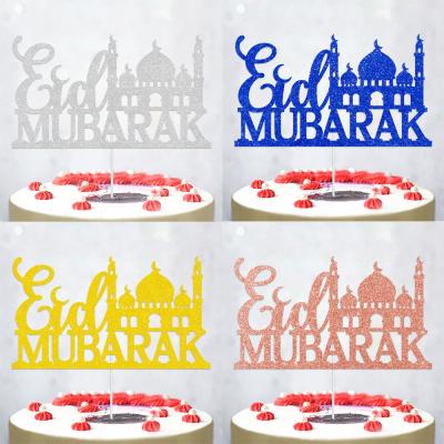 China Wholesale Eid Mubarak Party Decoration Cake Favor Eid Festival Party Decor Cake Topper Ramadan Islamic Cake Topper Glitter for sale