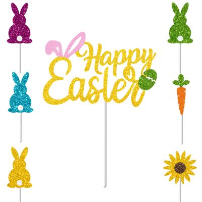 China Happy Cake Favor Easter Bunny Cake Carrot Cake Toppers Easter Birthday Cake Decorations Baby Shower Party Supplies for sale