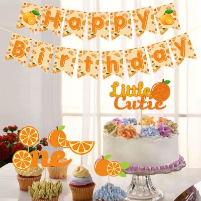 China Wall Decor Kids 1st Birthday Party Fruit Theme Birthday Decoration Set Cake Topper Event Party Supplies Decoration Banner Set for sale