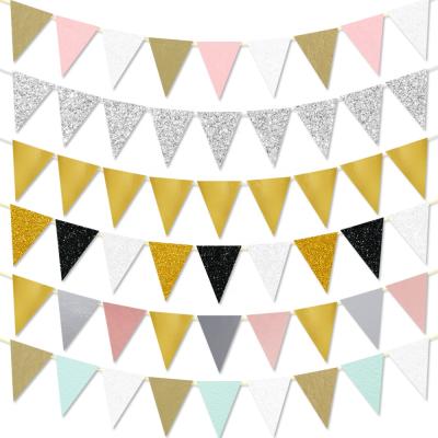 China Paper Baby Pennant Gold Flags Wall Decor CustomGlitter Triangle Triangle Shower Birthday Party Decoration Wedding Bachelor Bridal Bunting for sale