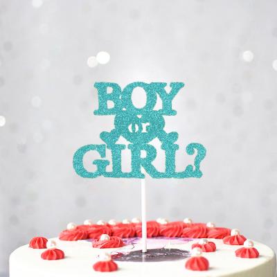 China Wall Decor Glitter Mutil Color Boy Or Girl Cake Topper For Baby Gender Reveal Baby Shower Party Decorations Supplies for sale