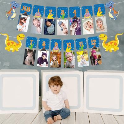 China HOT Happy Birthday Banner 1st Banner Dinosaur Wall Decor 2021 SALE Birthday Kids Picture Soft Picture Photo Booth Props For Kids Dinosaur Party for sale