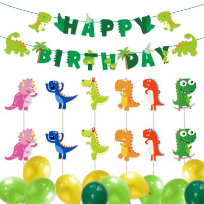 China Wall Decor Dinosaur Theme Kids Birthday Baby Shower Decoration Party Set Birthday Banner Balloon Cake Topper For 1st Birthday for sale