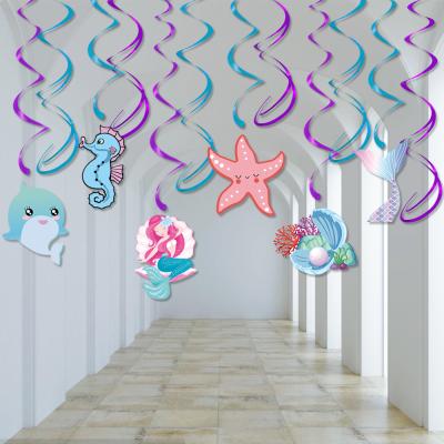 China Ceiling Decor Colorful Mermaid Hanging Swirls Mermaid Theme Party Supplies for Girls Birthday Party Decorations for sale