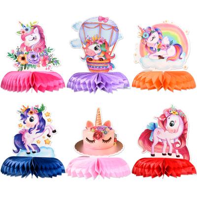 China Party Decor 6 Pieces Unicorn Rainbow Honeycomb Centerpiece Table Decor for Unicorn Theme Birthday Wedding Party Decorations Supplies for sale