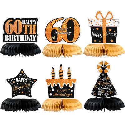 China Wholesale 6 Party Decor Pieces 60th Birthday Honeycomb Table Centerpieces Birthday Decorations For Sixty Years Birthday Gifts for sale