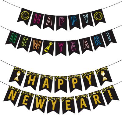 China Wholesale Wall Decor Gold Glitter Happy New Year Banner for New Years Eve Party Decorations Supplies 2022 for sale