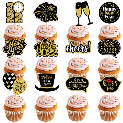 China Cake Topper 2022 Happy New Years Cake Cupcake Dessert Toppers For New Years Eve Party Picks Favors Supplies Holiday for sale