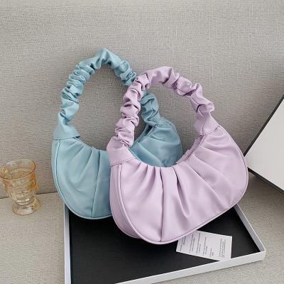 China Cloud Portable Women's High Quality Shoulder Bag PU Shoulder Bag Pleated Armpit Dumpling Handlebags for sale