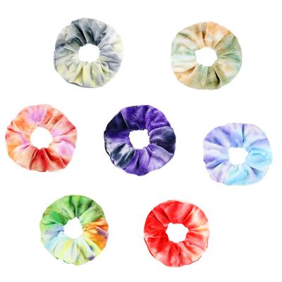 China Velvet Soft Tie Hair Scrunchie Women Girls Women Elastic Hair Dye Bands Stick Gradient Color Hair Ring for sale