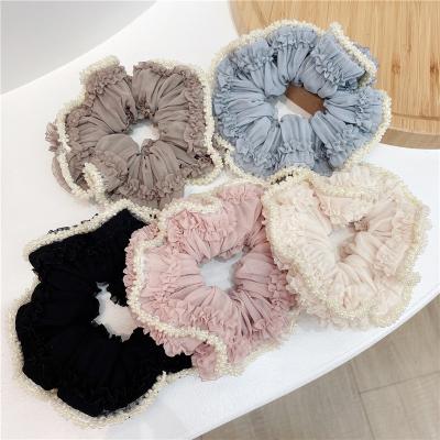 China Soft Girl Scrunchies Women Pearl Scrunchie Hair Ties Elastic Bands Shape Korean Head Accessories for sale