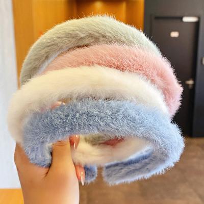 China European and American Style Headbands Women Girls Soft Colorful Plush Hair Decorate Headband Headwear Hair Circles Shape Hair Accessories for sale