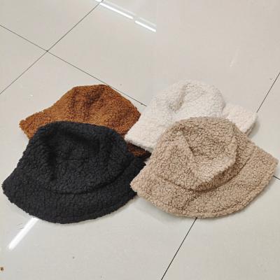 China Picture Fisherman Hat Cashmere Women Hat Faux Fur Winter Sun Hat Solid Warm Female Panama Bucket Hat for sale