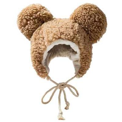 China Winter JOINT Knitted Hats Thicken Cute Ears Beanie Cap Windproof Bear Warm Plush Earflap Hat for sale