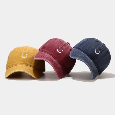 China COMMON Baseball Cap Smiley Embroidery Snapback Hats For Men Women Simple Cotton Hood Hats Fashion Hip Hop Hat Dad Hat for sale