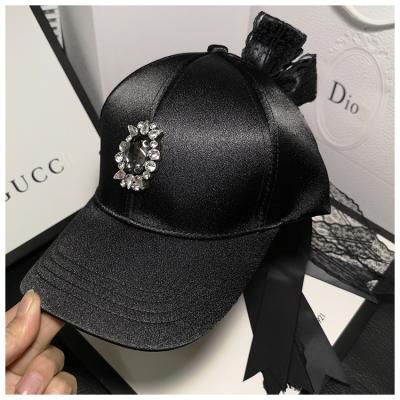 China COMMON baseball cap satin shine lace bow know lady baseball hat women leisure hat sports hat for sale