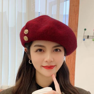 China Warm Autumn Winter Vintage Beret Hats Solid Color Hat Picture Beret Hat Artist Cap for sale