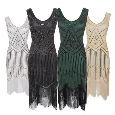 China Womens 1920s Gastby Sequin Embellished Fringed Flapper Breathable Art Nouveau Dress for sale