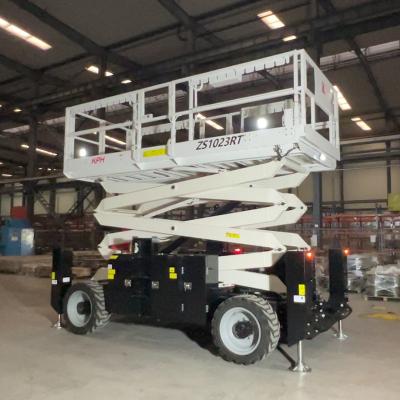 China Building Material Shops New Design 10m Height Rough Terrain Crawler Scissor Lift Diesel Engine Drive Self Propelled Aerial Work Platform for sale