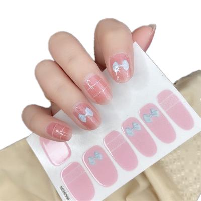 China New Hot Selling Nail Polish Sticker Beautiful Arc-knot Design Nail Polish Stickers Waterproof Nail Polish Stickers 12 Model for sale