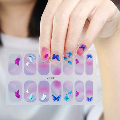 China 2021 Beautiful Gift New Arrival Quanyan 3d Nail Stickers Flower Crystal Nail 14 Strips Nail Stickers for sale