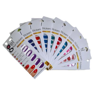 China Nail Art Factory Wholesale Custom Pure Finger Color Real Crystal Clear 14Strips Gel Nail Stickers for sale