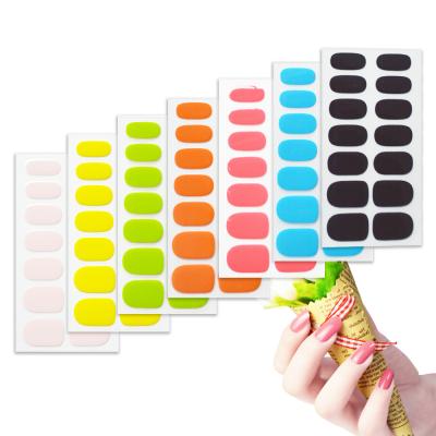 China Nail Art Factory Wholesale Custom Pure Finger Color Real 14Strips Gel Nail Stickers for sale