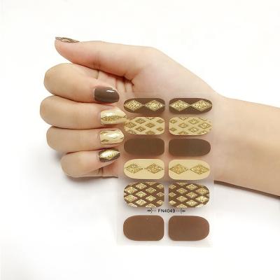 China Nail Art Wholesale Concise Style Finger Glitter Sprinkles Gold Blocking Nail Art Wraps Leopard Print for sale