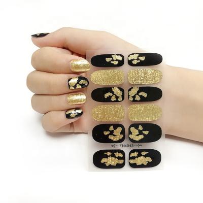 China Wholesale Newest Concise Style Finger Nail Art Leopard Print Glitter Sprinkles Nail Art Wraps for sale