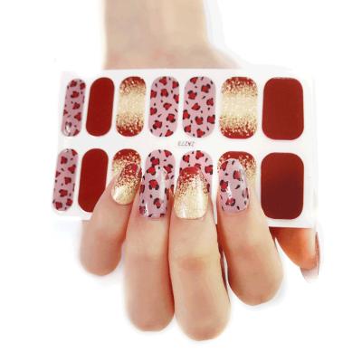 China Beautiful Nail Sticker Wholesale Nails Salon Products 3D Nail Paste Professional Full Leopard Printing 3D Nail Stickers for sale