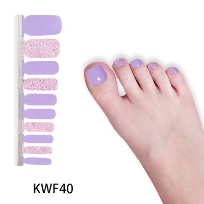 China Toe Nail Art QY Wholesale 20 Strips Toe Nail Strips High Quality 100% Real Toe Nail Polish Wraps for sale