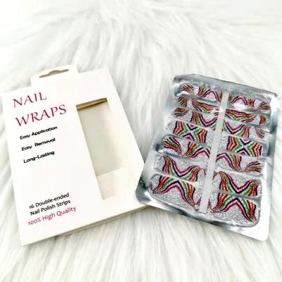 China Nail Art Wrapping Strips Printing Custom Nail Wrap Art Stickers Simple Style Finger Nail Strip for sale