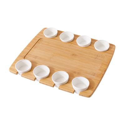 China Dish Wine Meat Fruit Steak Tableware Cheese Board Restaurant Sustainable Multi-function Bamboo Cutting Tray for sale