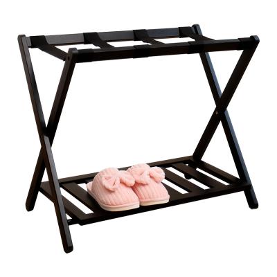 China Eco-friendly Home Bamboo Folding Rack Shoe Display Stand And Suitcase Organization for sale