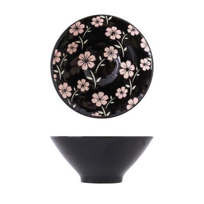 China 5.5 Inch Wide Mouth Colored Luster Green Black White Noodle Viable Ceramic Bowl Can Serve Rice Soup Dessert Salad AWS5024 for sale