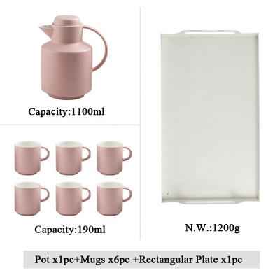 China Sustainable Ceramic Teapot And Cups With Rectangular Irony Palette Set Color Glazed Matte Frosted Under Glazed Porcelain Dinnerware AWS110070 for sale