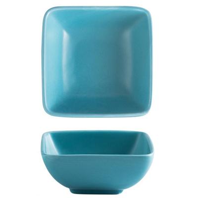 China 4.5 Inch Viable Square Ceramic Bowl Color Glazed Snack Dishes Matte Frosted Under Glazed Porcelain Dinnerware AWS110036 for sale