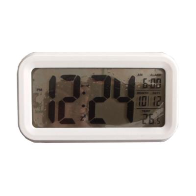 China Modern White Plastic Quartz Digital Alarm Calendars Small Desk And Silent Table LED Clock zu verkaufen