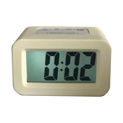 China Calendars Cheap Ready To Board Modern White Quartz Silica Gel Small Digital Alarm Clock Small Desk And Silent Table LED Clock for sale